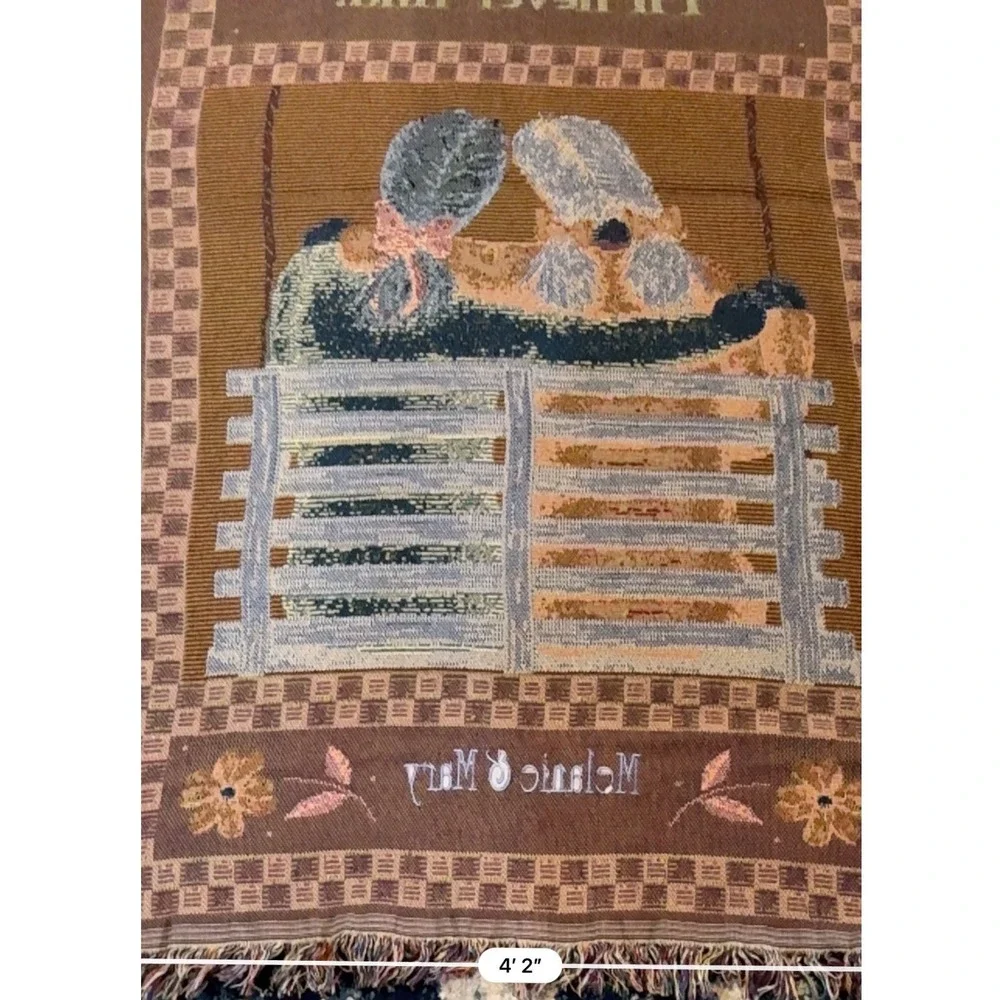 VTG Melanie‎ & Mary Woven Tapestry Friendship Throw Blanket Floral 50x60 Gifts